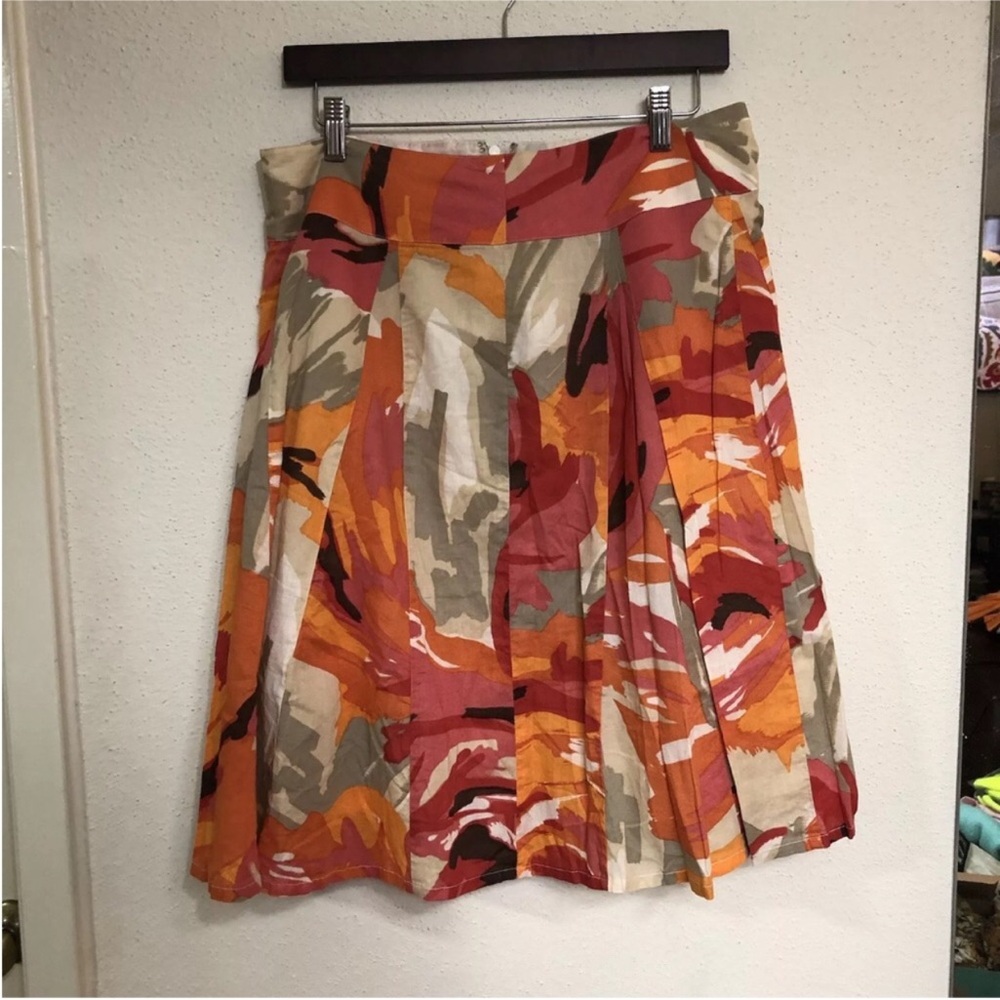 Christopher& Banks Women’s Midi Skirt Size 6 Orange Floral Polyester Pullover